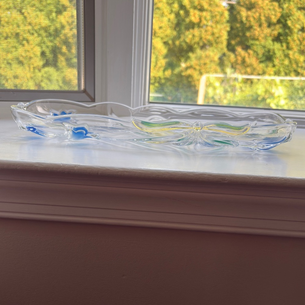 Mikasa Bluebells Green and Blue Glass Tray - Picture 6 of 6